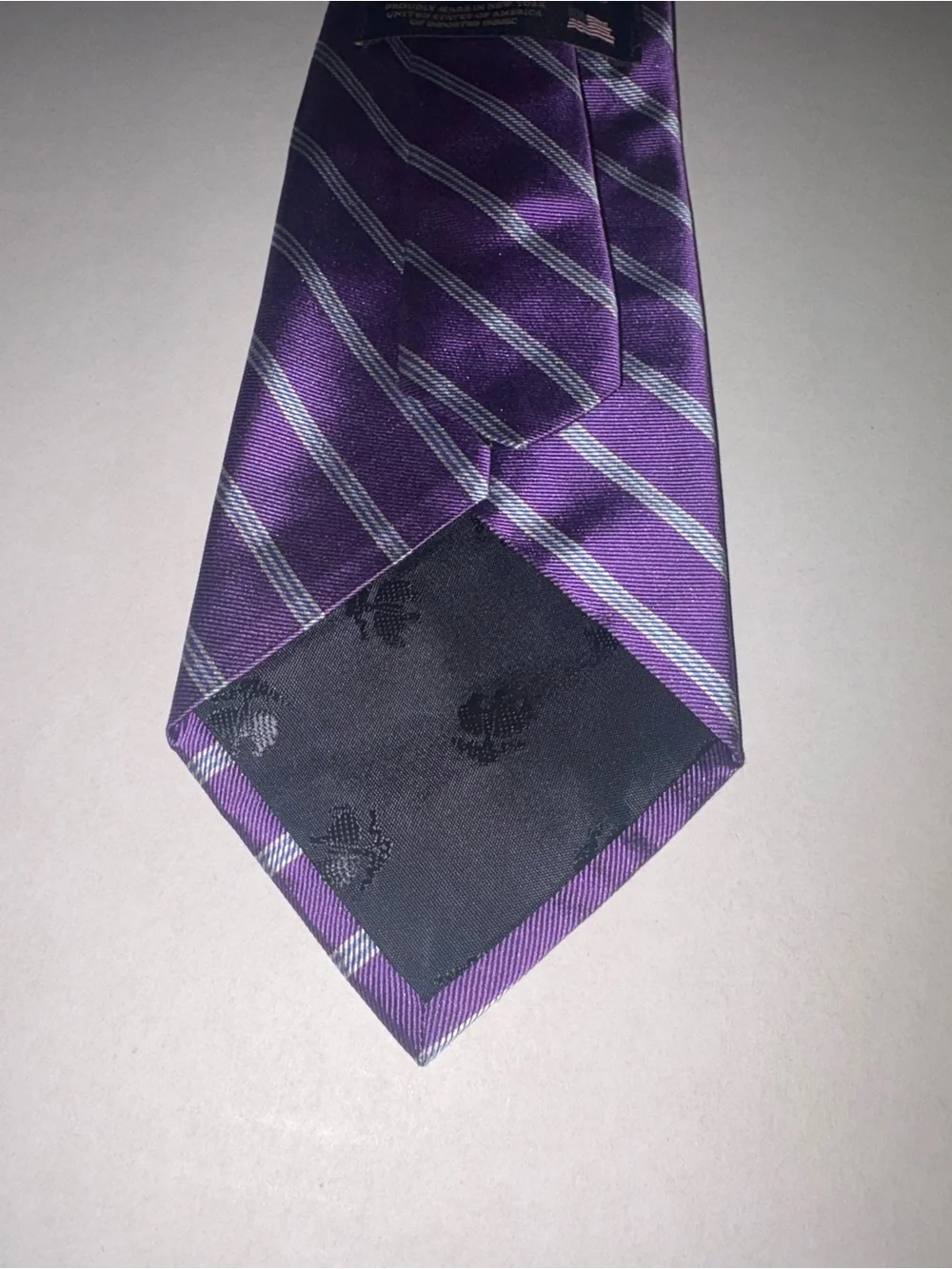 Brooks Brothers USA New York Purple Silver Striped Silk Tie 60